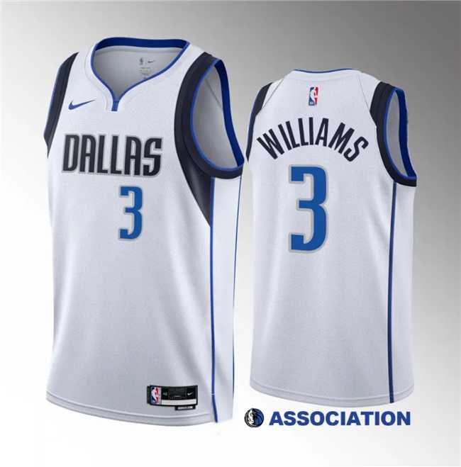 Men's Dallas Mavericks #3 Grant Williams White Association Edition Stitched Basketball Jersey Dzhi